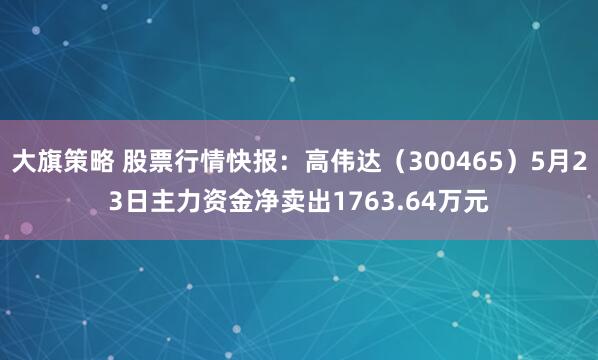 大旗策略 股票行情快报：高伟达（300465）5月23日主力资金净卖出1763.64万元