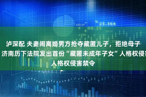 泸深配 夫妻闹离婚男方抢夺藏匿儿子，拒绝母子见面，济南历下法院发出首份“藏匿未成年子女”人格权侵害禁令